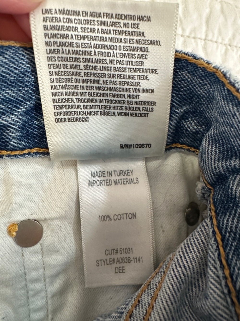 Agolde Distressed Dee 24 Light Blue High-Rise Denim Shorts - Picture 3 of 9